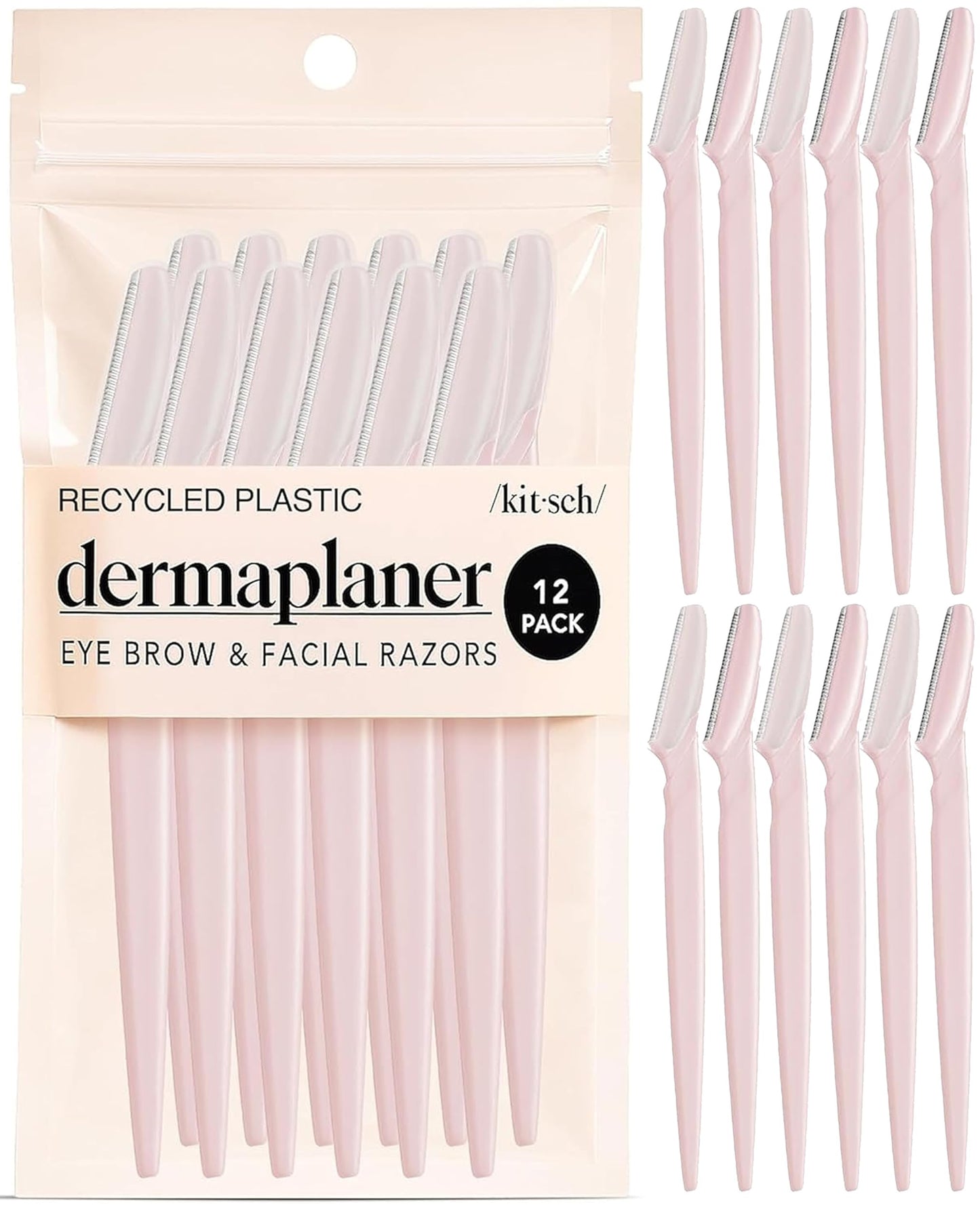 Kitsch Dermaplane Razor for Women Face – Terracotta, 12 pcs | Face Razors for Women & Men, Eyebrow Razor & Face Shaver – Exfoliating Facial Razor & Dermaplaner as Tool for Smoother Skin