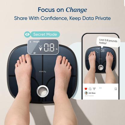 Etekcity Smart Scale for Body Weight, Body Fat and BMI, FSA Eligible | HSA Eligible, Bathroom Scale with Muscle Mass, Accurate Bluetooth App Sync, LED Display and Tempered Glass