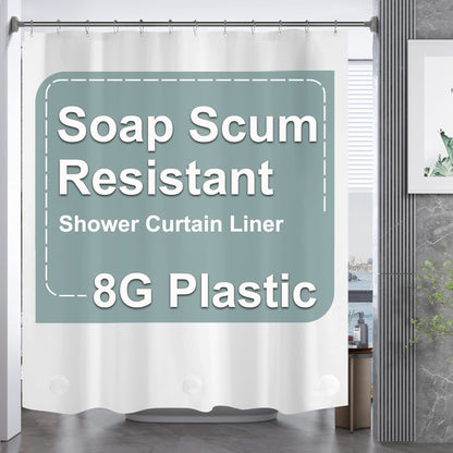 AmazerBath Plastic Shower Curtain Clear Premium PEVA, Clear Shower Curtain Heavy Duty 8G, Weighted Shower Curtains for Bathroom Accessories with 3 Big Stones and 12 Rustproof Grommets, 72x72 Inches