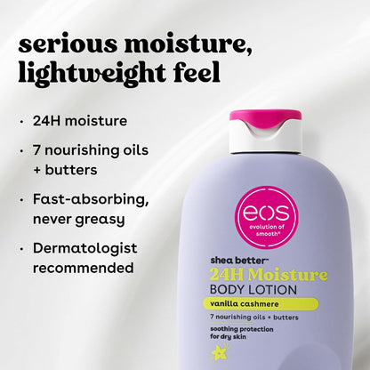 eos Shea Better Body Lotion- Vanilla Cashmere, 24-Hour Moisture, 16 fl oz