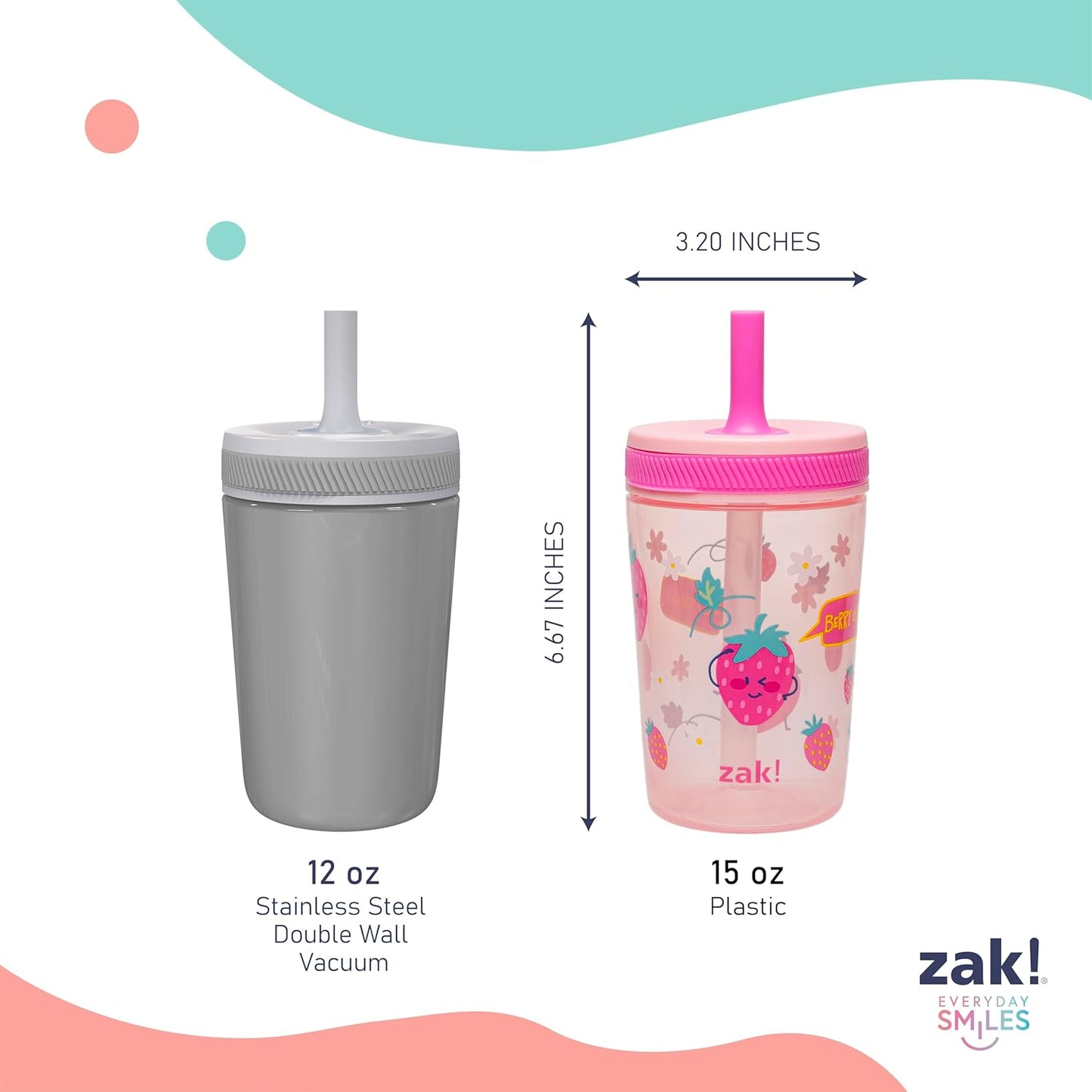 Zak Designs Sesame Street Kelso Toddler Tumblers For Travel or At Home, 15oz 2-Pack Durable Plastic Sippy Cups With Leak-Proof Design is Perfect For Kids (Elmo and Cookie Monster)