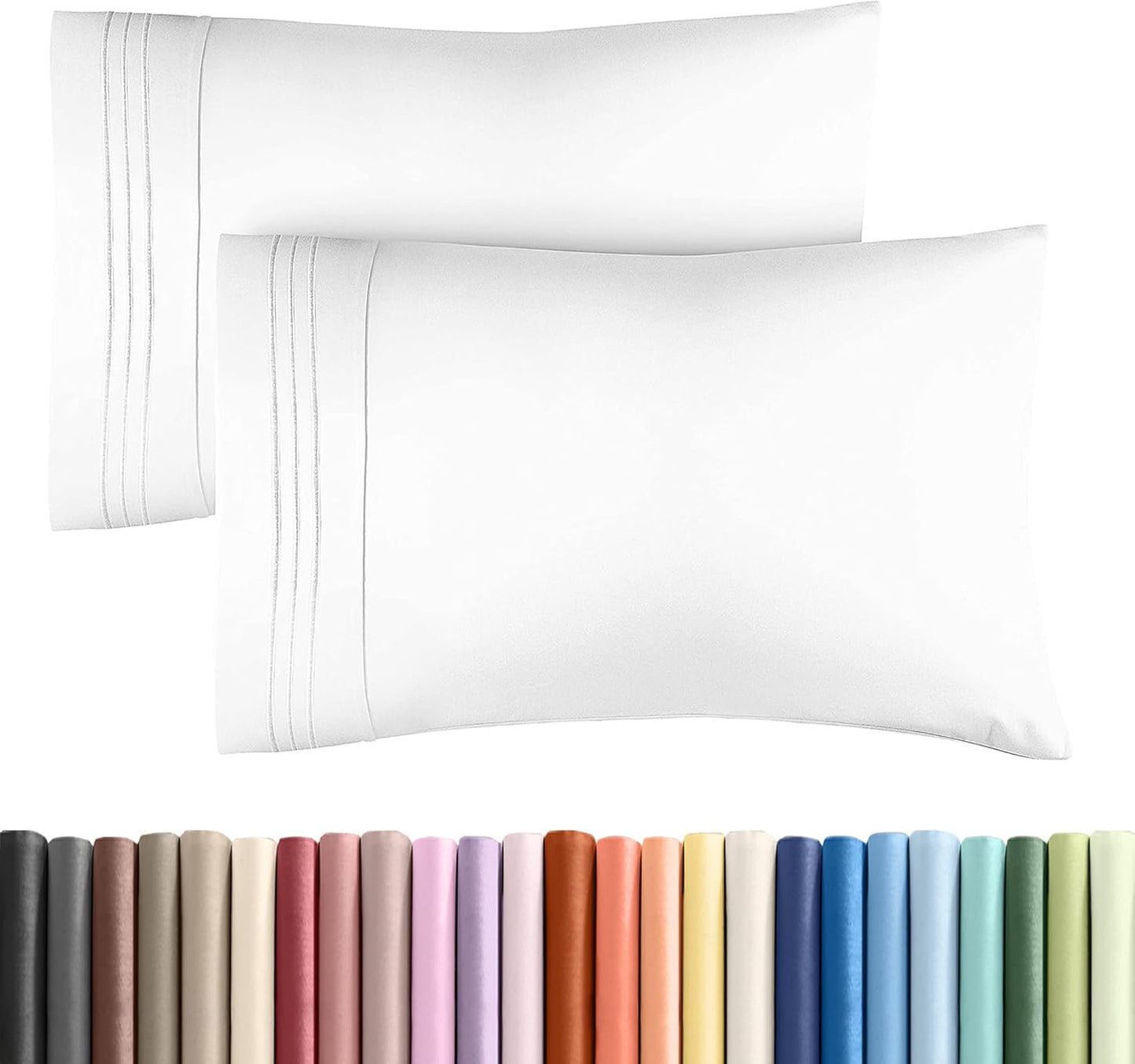 King Pillow Cases Set of 2 - Ultra Soft Cozy Pillowcase Covers - White | Hotel Quality, Comfortable Bedding for Women, Men, Kids & Teens, Machine Washable Pillow Protectors, 2 Piece Set, King Size