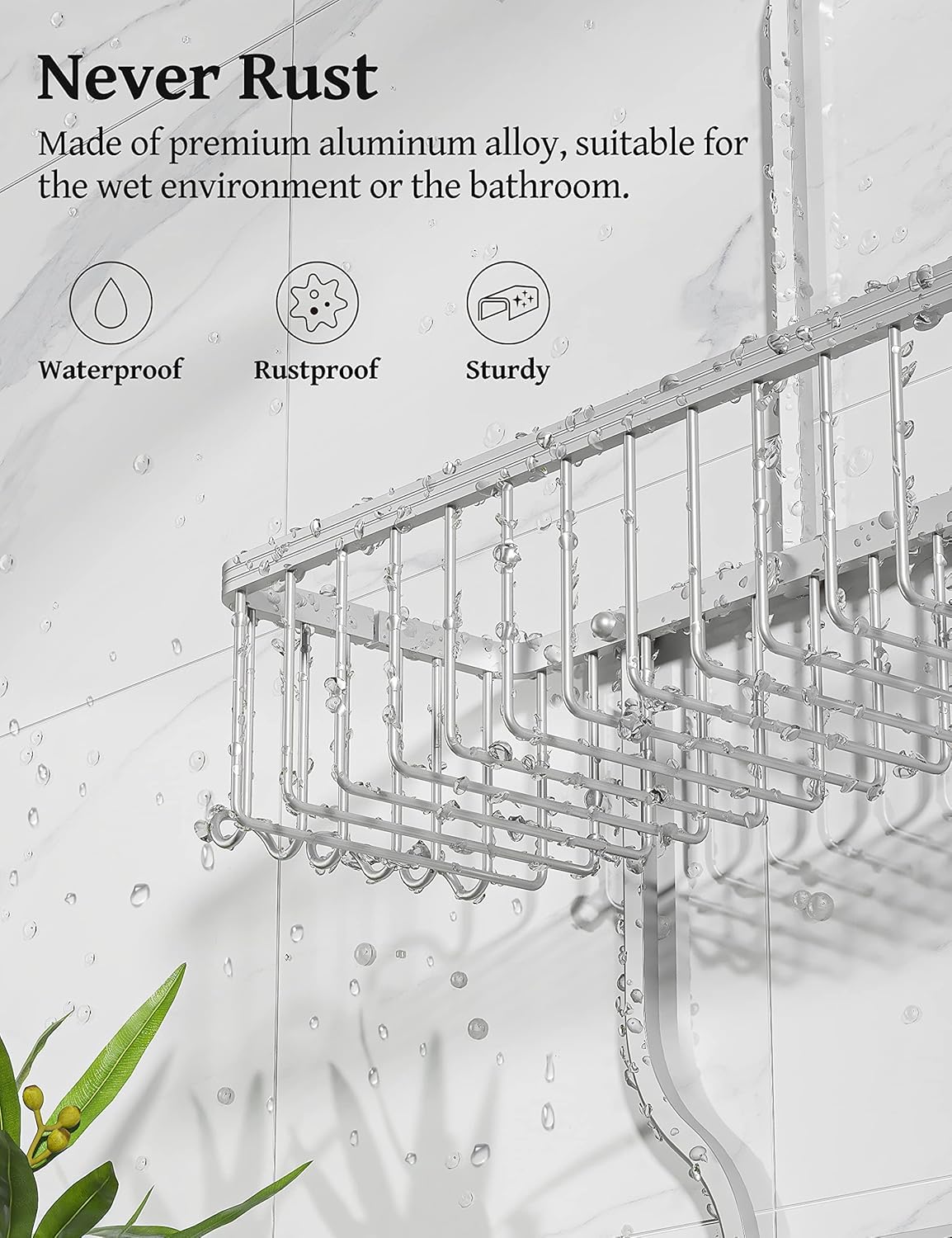 Never Rust Shower Caddy Hanging, Aluminum Shower Racks for Inside Shower, 3-Tier Shower Organizer Hanging Over Shower Head with Hooks and Soap Holder, Rose Gold