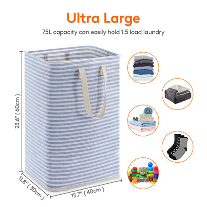 Lifewit 2 Pack Laundry Basket 80L Each, Collapsible Clothes Hamper with Reinforced Handles, Freestanding Waterproof Design for Bedroom and Laundry Room, Grey 160L Total