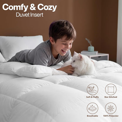 Utopia Bedding Queen Comforter 2 Pack, Duvet Insert, White, 88 x 88 Inches | Soft and Fluffy Down Alternative Bed Comforter, All Season, Breathable, Corner Tabs, Box Stitched, Durable, Machine Washable