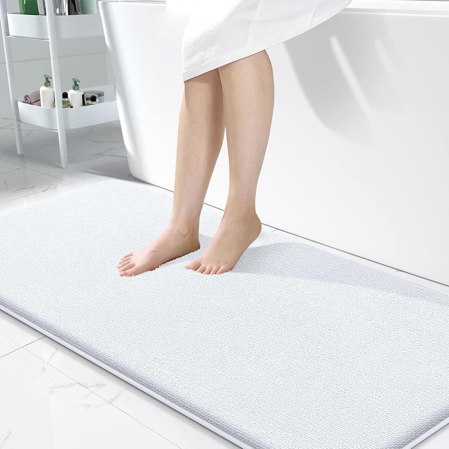 OLANLY Thick Memory Foam Bathroom Rugs 30x20, Soft Absorbent Bath Mat, Teal | Quick Dry Bath Rugs, Non-Slip Carpet, Machine Washable Mats for Bathroom Floor, Tub and Shower, Home Decor Accessories