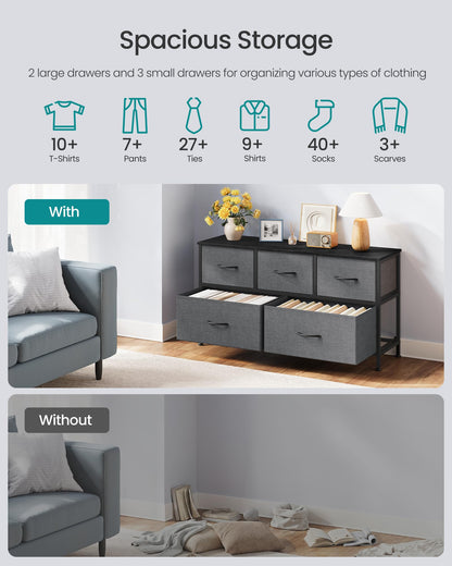 SONGMICS BELLAH Collection - Dresser for Bedroom, Chest of Drawers, Storage Organizer Unit, Closet, Entryway, Steel, 4 Drawers, Modern, Ink Black and Ebony Black ULGS314B01S