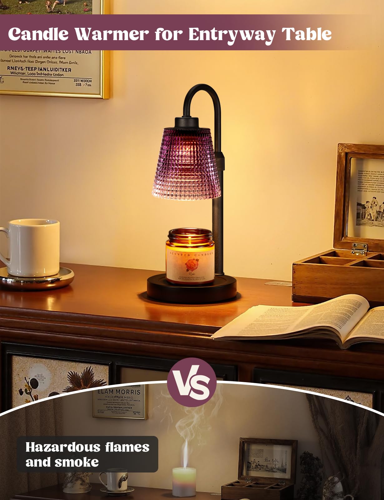 Candle Warmer Lamp with Timer Home Decor Birthday Gifts for Women | Dimmable Candle Warmer for Jar Candles, Height Adjustable Wax Melts Warmer,Room Decor House Warming Gifts New
