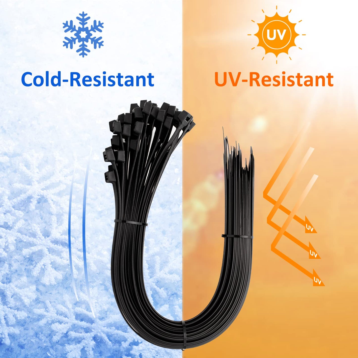 Zip Ties Assorted Sizes(4”+6”+8”+12”), 400 Pack, Black Cable Ties, UV Resistant Wire Ties by ANOSON
