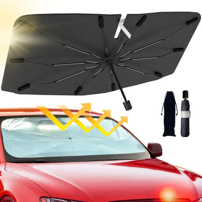 [2026 Upgraded] Windshield Sun Shade Umbrella, Car Sunshade for Trucks&SUVs | UV Protection, Heat Insulation & Automotive Interior Sun Protection for Outdoor Parking Camping (X-Large)