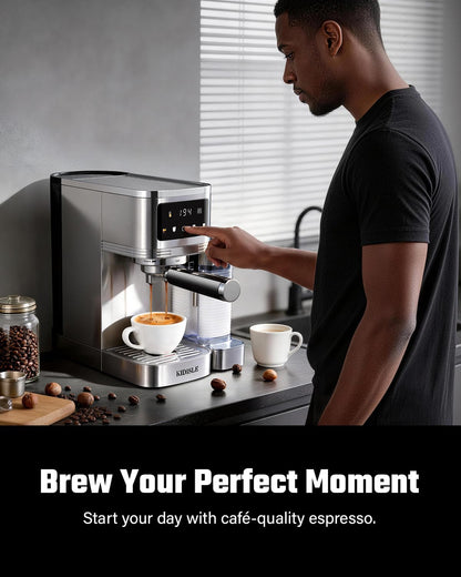 KIDISLE 20 Bar Espresso Machine with Auto Milk Frother & Touchscreen, 1350W | Dual Boiler 1350W Brew +1000W Froth, Pre-Infusion Rich Crema, 44oz Water + 24oz Milk, 3-in-1 Espresso, Cappuccino, Latte