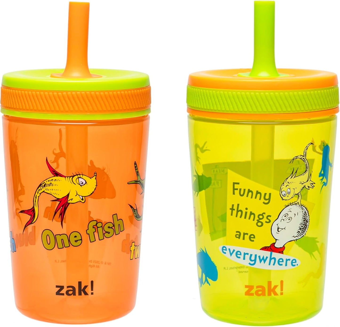 Zak Designs Sesame Street Kelso Toddler Tumblers For Travel or At Home, 15oz 2-Pack Durable Plastic Sippy Cups With Leak-Proof Design is Perfect For Kids (Elmo and Cookie Monster)