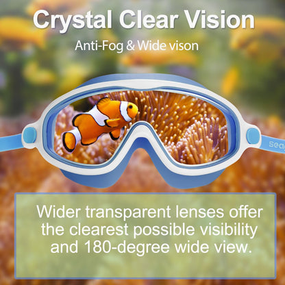 Seago Swim Goggles 2 Pack Anti-Fog Anti-UV Wide View Swimming Goggles for Kids 3-14