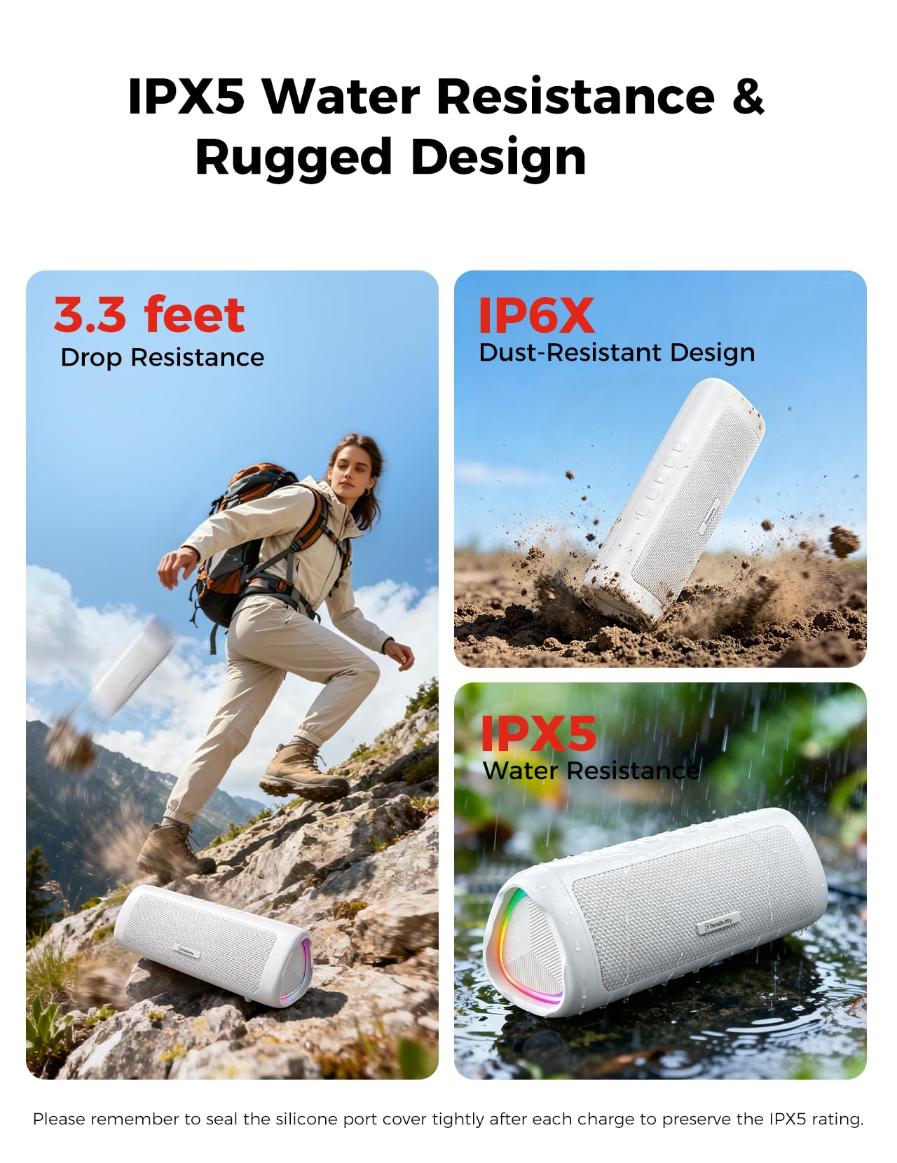 Bluetooth Speaker, 20W HD Sound, Portable Wireless, IPX5 Waterproof, Up to 24H Playtime, TWS Pairing, for Home/Party/Outdoor/Camping/Beach Essentials, Electronic Gadgets, Birthday Gift (Black)