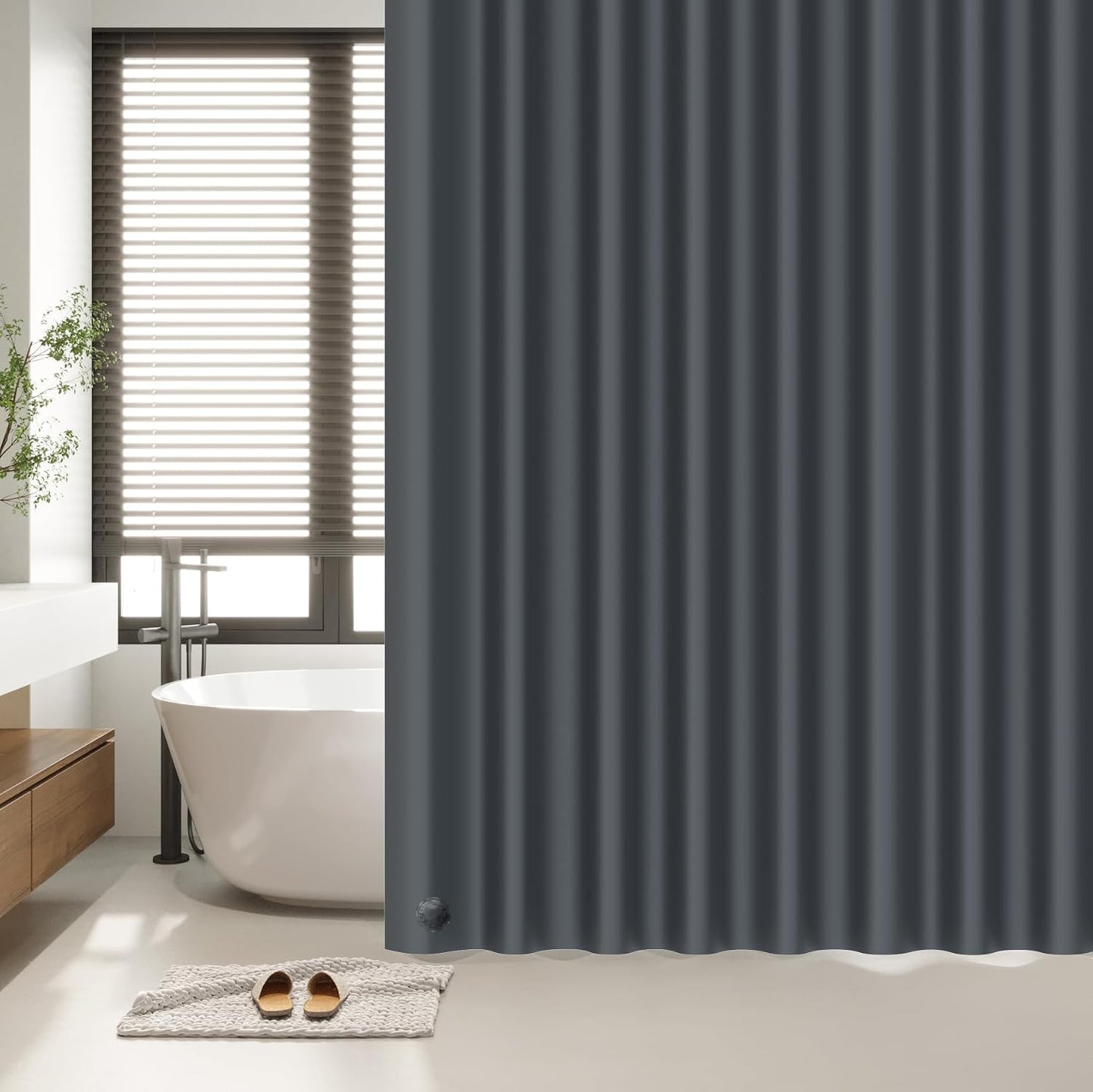 EHZNZIE White Shower Curtain Liner 72x72, PEVA Waterproof Bath Curtain, No Chemical Smell, 3 Weighted Magnets, Durable with Rustproof Metal Grommets