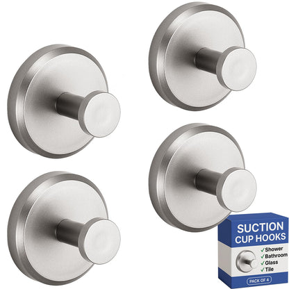 HOME SO Suction Cup Hooks for Shower & Bathroom Towel Holder 2-Pack Black | Waterproof Rustproof Organizer Hook Hanging Loofah Robe Coat Bath Accessories on Tile Glass Door Mirror + Optional 3M Disc