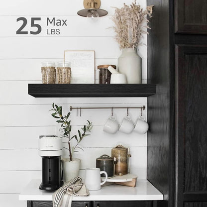 QEEIG Bathroom Floating Shelves for Wall - 15.7" Wall Mounted Shelf Over Toilet Farmhouse Home Decor Display Bookshelf Small 15.7 x 6.7 inch Set of 2, Rustic Brown (008-40BN)