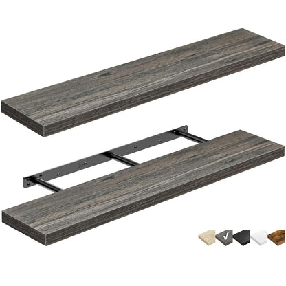 QEEIG Bathroom Floating Shelves for Wall - 15.7" Wall Mounted Shelf Over Toilet Farmhouse Home Decor Display Bookshelf Small 15.7 x 6.7 inch Set of 2, Rustic Brown (008-40BN)