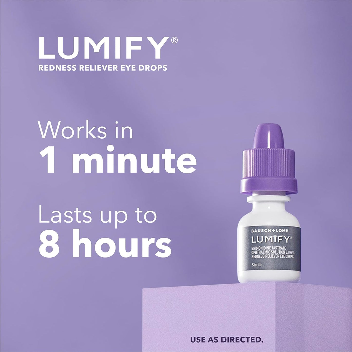 Lumify Redness Relief Eye Drops, Whiter & Brighter Looking Eyes, 0.25 oz | Works in 1 minute, lasts up to 8 hours, For Whiter & Brighter Looking Eyes, 1 bottle