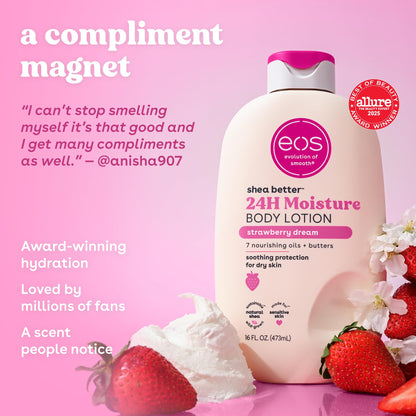 eos Shea Better Body Lotion- Vanilla Cashmere, 24-Hour Moisture, 16 fl oz