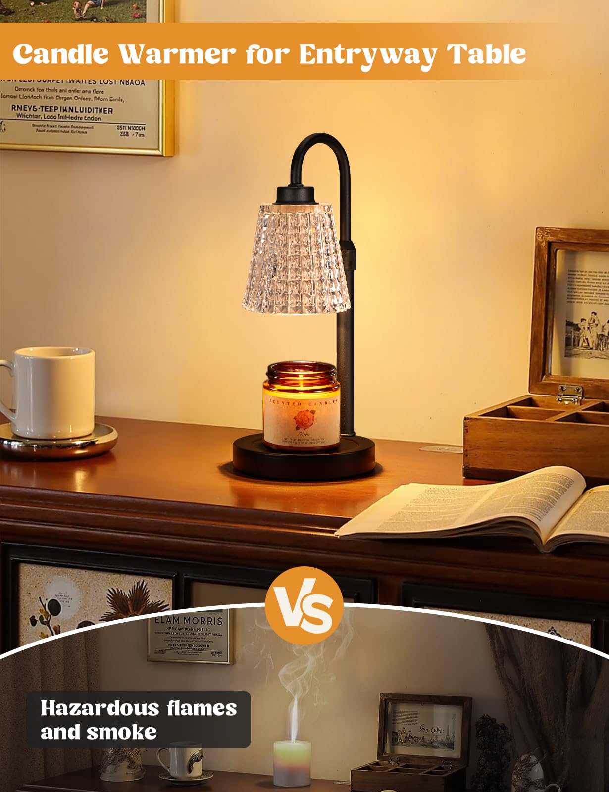 Candle Warmer Lamp with Timer Home Decor Birthday Gifts for Women | Dimmable Candle Warmer for Jar Candles, Height Adjustable Wax Melts Warmer,Room Decor House Warming Gifts New