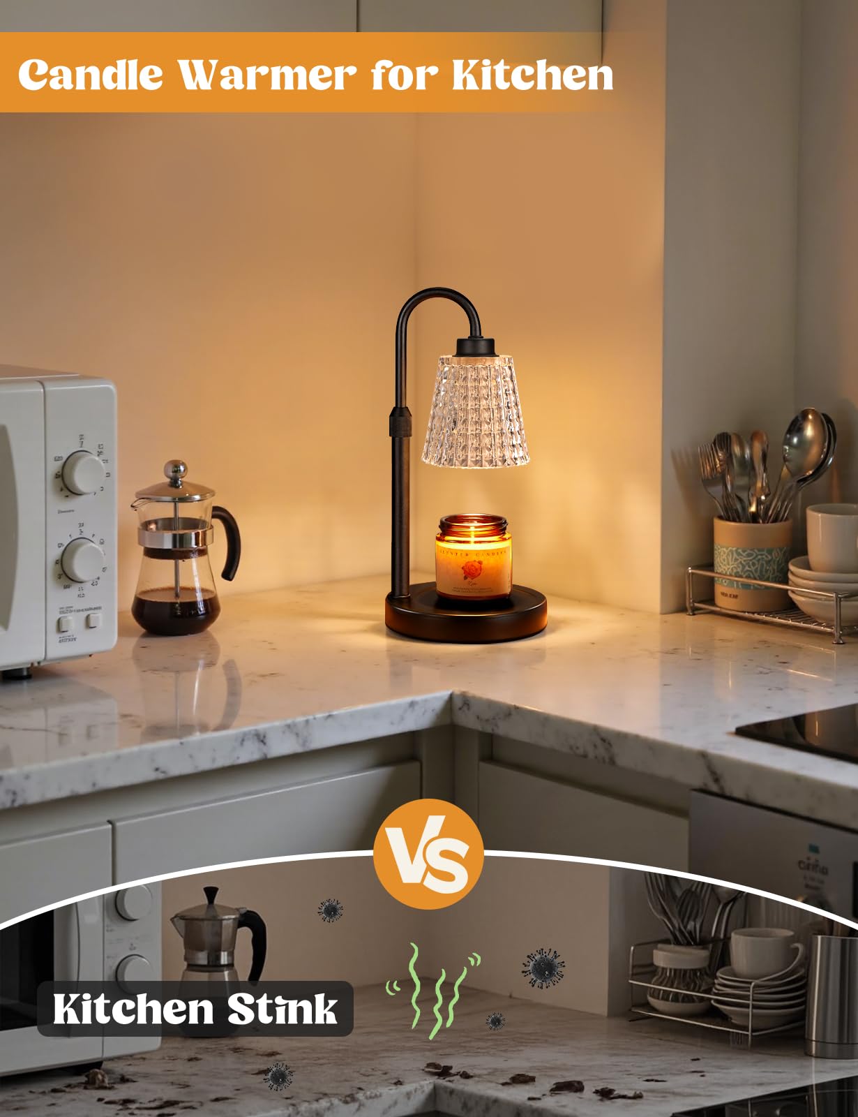 Candle Warmer Lamp with Timer Home Decor Birthday Gifts for Women | Dimmable Candle Warmer for Jar Candles, Height Adjustable Wax Melts Warmer,Room Decor House Warming Gifts New