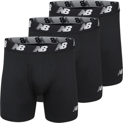 New Balance Men's Performance Boxer Briefs with Fly, Breathable Stretch Underwear, Moisture Wicking, Soft Waistband (3 Pack)