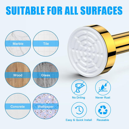 TEECK Shower Curtain Rod, 32-80 inch Adjustable Spring Tension Curtain Rod, Never Rust Anti-Slip Shower Curtain Rod for Bathroom, No Drilling, Never Collapse, Easy to Use, Silver
