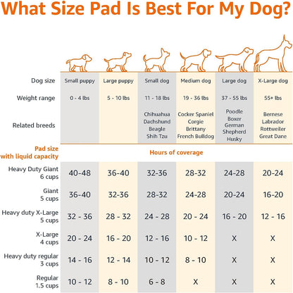 Amazon Basics Leak-Proof Dog and Puppy Potty Training Pee Pads with Quick-Dry 5-Layer Super Absorbent Design, Regular Size 22 x 22 inch, Blue & White, 100 Count