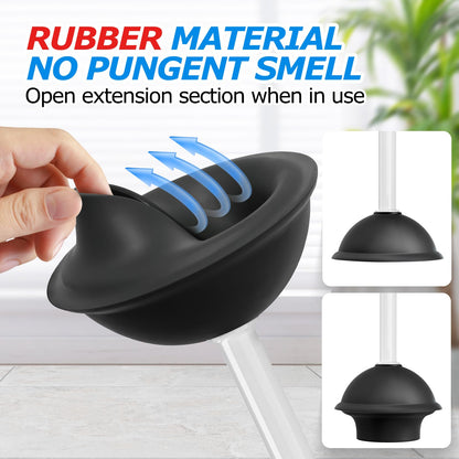 FORASTO 2in1 Toilet Brush and Plunger Set - Bathroom Bowl Holder Combo | 21" Extended, Apartment Must Haves, Accessories Decor, Essentials, New Home Storage, Scrubbing Tools, Washing Supplies, Black