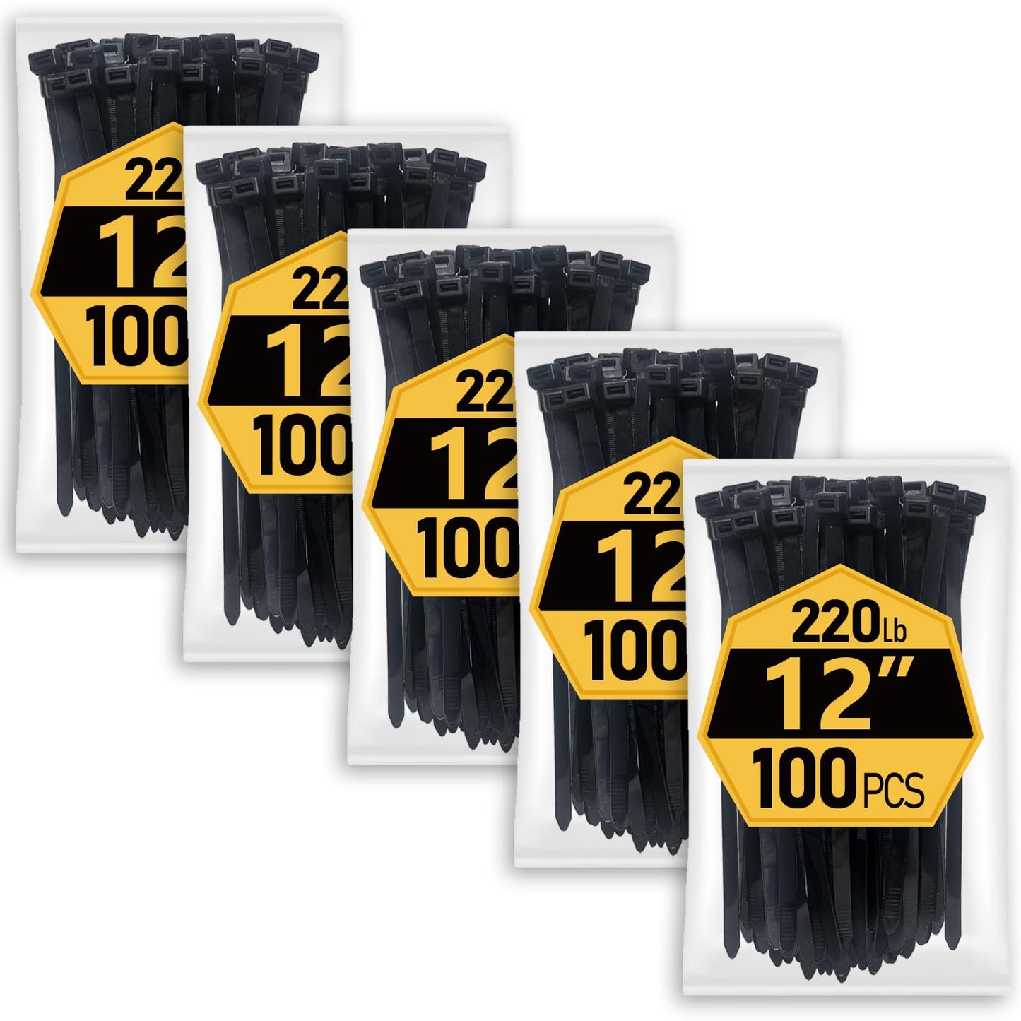 Zip Ties Assorted Sizes(4”+6”+8”+12”), 400 Pack, Black Cable Ties, UV Resistant Wire Ties by ANOSON