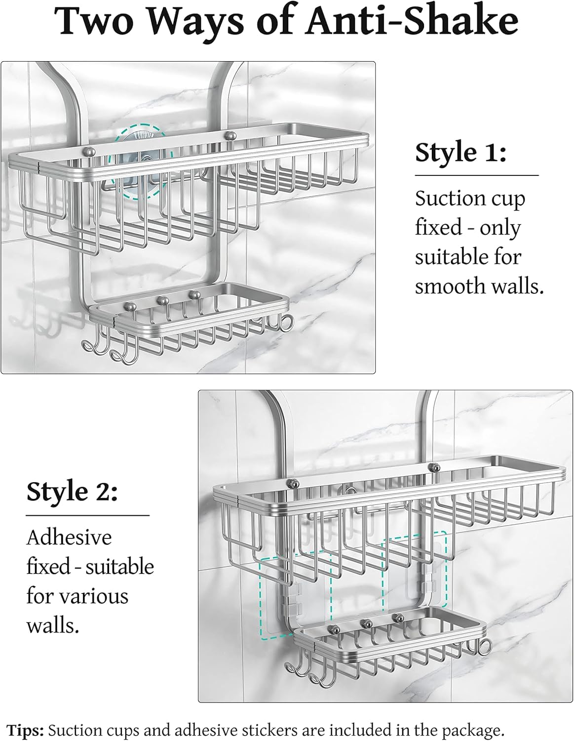 Never Rust Shower Caddy Hanging, Aluminum Shower Racks for Inside Shower, 3-Tier Shower Organizer Hanging Over Shower Head with Hooks and Soap Holder, Rose Gold