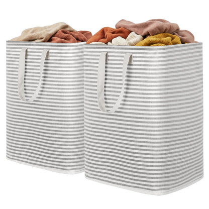 Lifewit 2 Pack Laundry Basket 80L Each, Collapsible Clothes Hamper with Reinforced Handles, Freestanding Waterproof Design for Bedroom and Laundry Room, Grey 160L Total