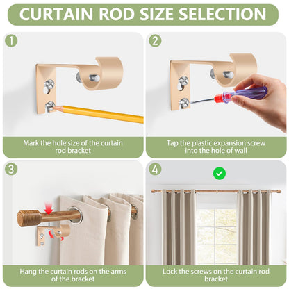 Curtain Rods 30-60 Inch, Adjustable Black Curtain Rods for Windows 2 Pack | 5/8" Diameter for 30-54 Inch Windows, Spliced Window Treatment Rod with Brackets, Long Small Rod for Bedroom, Living Room