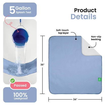 IMPROVIA® Washable Underpads, 34" x 36" (Pack of 4) - Heavy Absorbency Reusable Bedwetting Incontinence Pads for Kids, Adults, Elderly, and Pets - Waterproof Protective Pad for Bed, Couch, Sofa, Floor