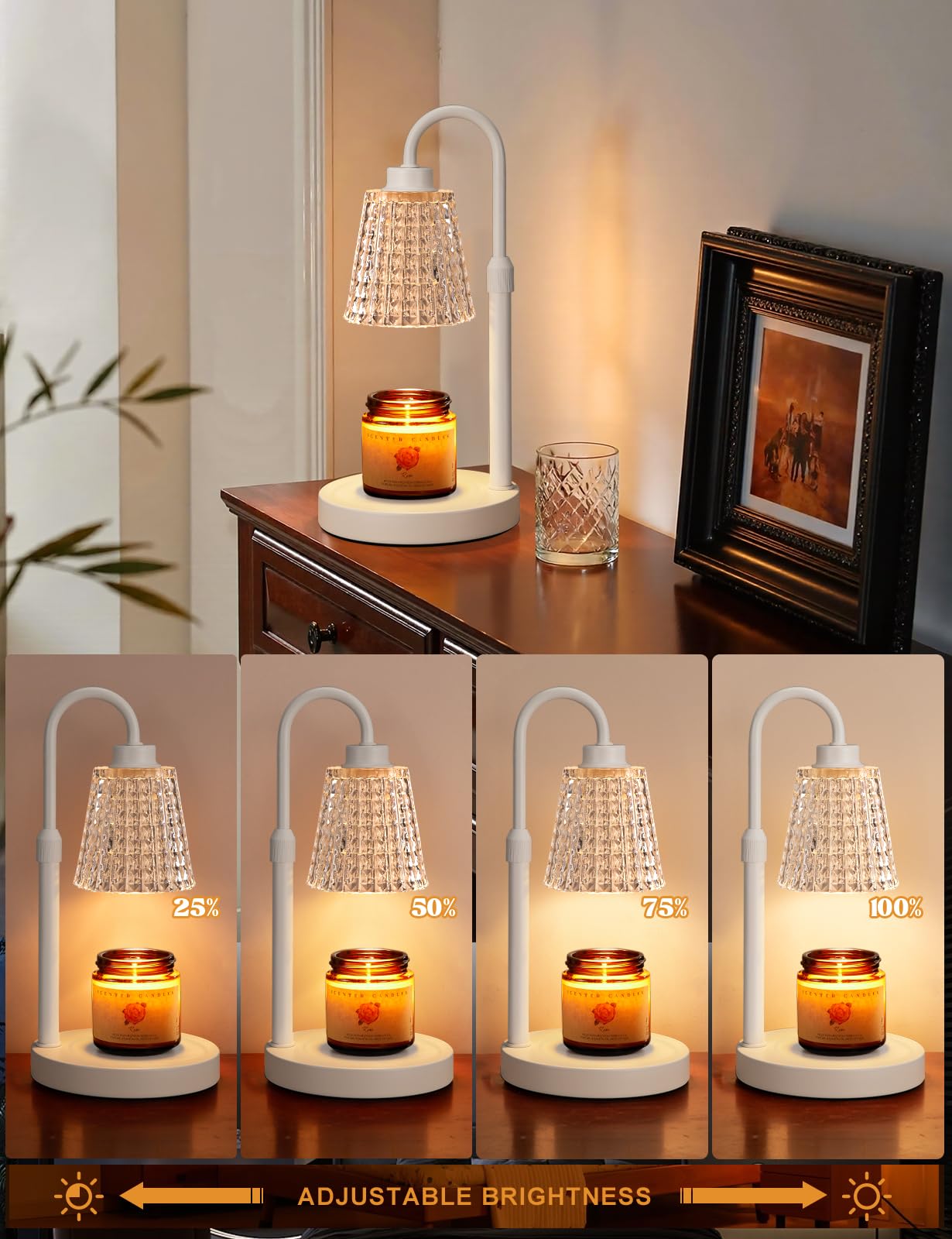 Candle Warmer Lamp with Timer Home Decor Birthday Gifts for Women | Dimmable Candle Warmer for Jar Candles, Height Adjustable Wax Melts Warmer,Room Decor House Warming Gifts New