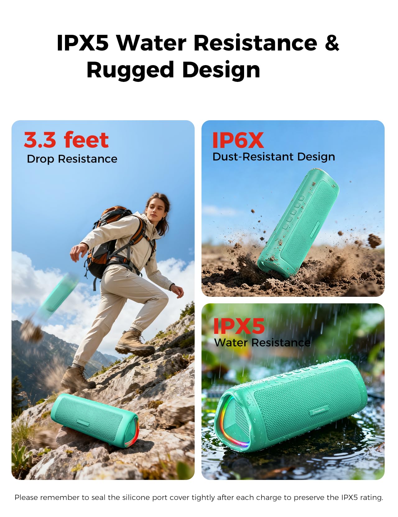 Bluetooth Speaker, 20W HD Sound, Portable Wireless, IPX5 Waterproof, Up to 24H Playtime, TWS Pairing, for Home/Party/Outdoor/Camping/Beach Essentials, Electronic Gadgets, Birthday Gift (Black)