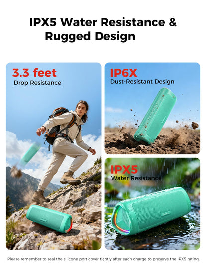 Bluetooth Speaker, 20W HD Sound, Portable Wireless, IPX5 Waterproof, Up to 24H Playtime, TWS Pairing, for Home/Party/Outdoor/Camping/Beach Essentials, Electronic Gadgets, Birthday Gift (Black)