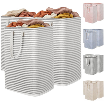 Lifewit 2 Pack Laundry Basket 80L Each, Collapsible Clothes Hamper with Reinforced Handles, Freestanding Waterproof Design for Bedroom and Laundry Room, Grey 160L Total