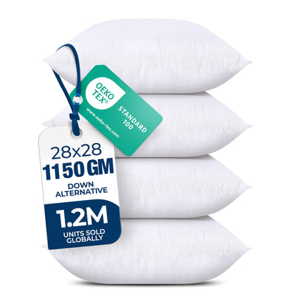 Utopia Bedding Throw Pillows, Decorative 18x18 Pillow Inserts, Set of 4 | Down alternative pillow insert with plush fluffy fill for beds sofas couches and chairs. Suitable for indoor outdoor use.