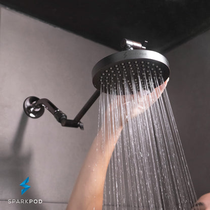 SparkPod Rain Shower Head, 6 Inch Round, Luxury Polished Chrome Finish | High Pressure Shower Heads, 90 Nozzles, Adjustable Showerhead, No Tools Needed, Universal Connection