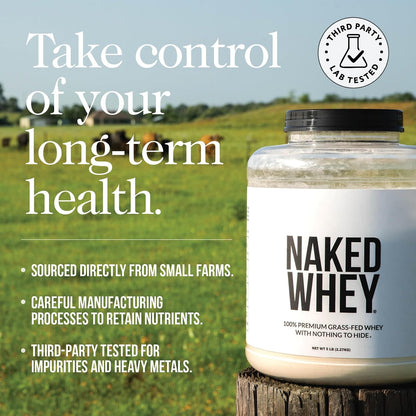NAKED Whey 1Lb - Only 1 Ingredient, Grass Fed Whey Protein Powder, NSF Certified, Undenatured, No Gmos, No Soy, Gluten Free, Stimulate Growth, Enhance Recovery - 15 Servings