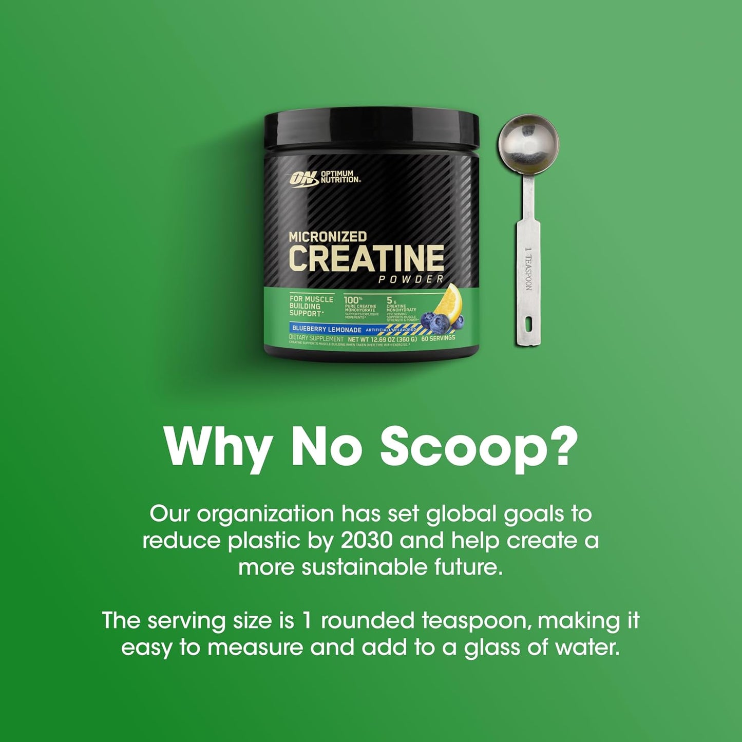 Optimum Nutrition Creatine, Micronized Creatine Monohydrate Powder, Supports Strength & Recovery, Banned Substance Tested, Unflavored, 5g per Serving, 60 Servings | 5g Micronized Creatine Monohydrate Powder Per Serving, Supports Muscle Strength & Power, E