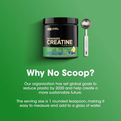 Optimum Nutrition Creatine, Micronized Creatine Monohydrate Powder, Supports Strength & Recovery, Banned Substance Tested, Unflavored, 5g per Serving, 60 Servings | 5g Micronized Creatine Monohydrate Powder Per Serving, Supports Muscle Strength & Power, E