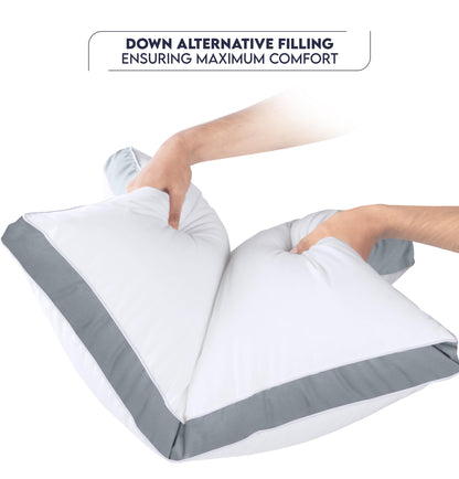Utopia Bedding Gusset Bed Pillow, Hotel Pillows Queen Size Set of 2, White | Cotton Blended Down alternative pillows for sleeping, soft fluffy cooling comfort for Back, side & stomach sleepers, 2 pack