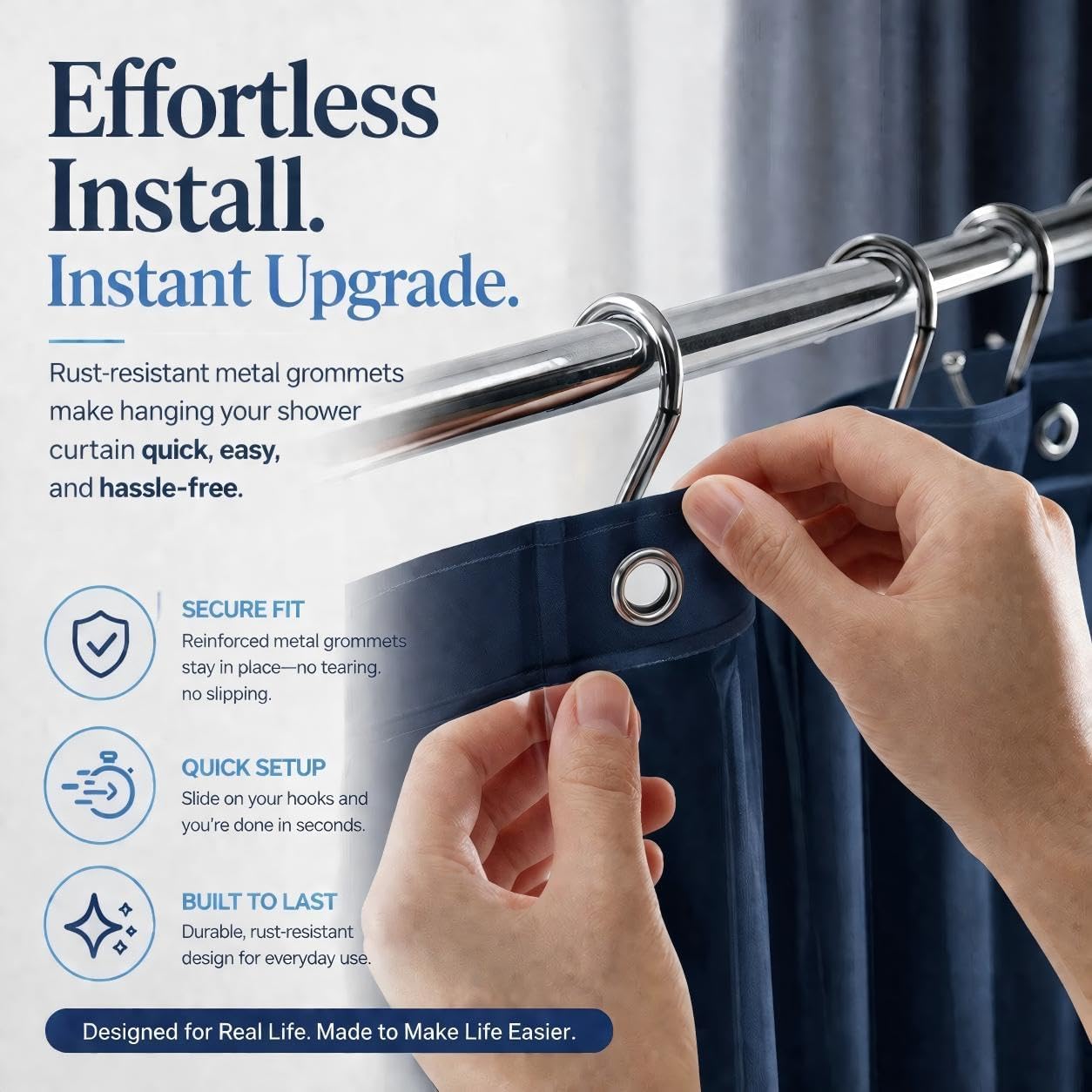 EHZNZIE White Shower Curtain Liner 72x72, PEVA Waterproof Bath Curtain, No Chemical Smell, 3 Weighted Magnets, Durable with Rustproof Metal Grommets
