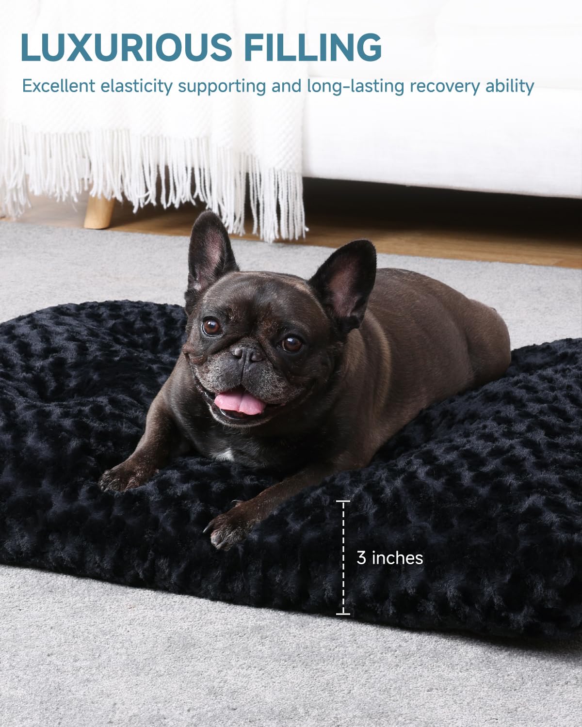 KSIIA Washable Dog Bed Medium Size Dog Crate Bed Plush Pet Mat 35"x23" Gray | Deluxe Plush Comfy Kennel Pad, Anti-Slip Bottom,Deep Sleeping Mat for Medium Dogs,Machine Washable for Easy Cleaning