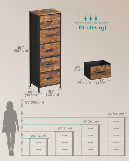 SONGMICS BELLAH Collection - Dresser for Bedroom, Chest of Drawers, Storage Organizer Unit, Closet, Entryway, Steel, 4 Drawers, Modern, Ink Black and Ebony Black ULGS314B01S