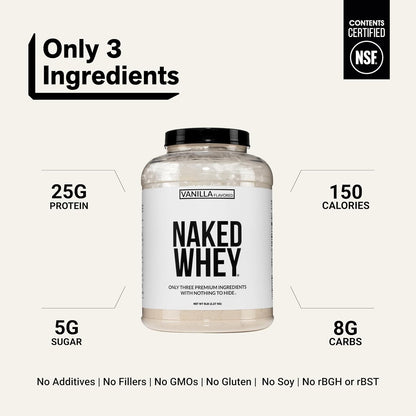 NAKED Whey 1Lb - Only 1 Ingredient, Grass Fed Whey Protein Powder, NSF Certified, Undenatured, No Gmos, No Soy, Gluten Free, Stimulate Growth, Enhance Recovery - 15 Servings