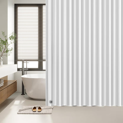 EHZNZIE White Shower Curtain Liner 72x72, PEVA Waterproof Bath Curtain, No Chemical Smell, 3 Weighted Magnets, Durable with Rustproof Metal Grommets